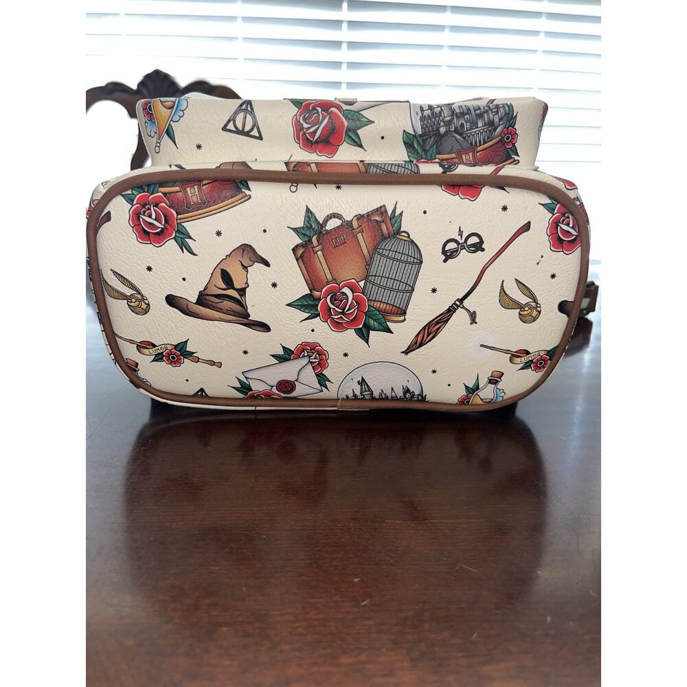 Loungefly Harry Potter Tattoo Art Cream Color Mini Backpack Excellent Condition - Picture 7 of 16
